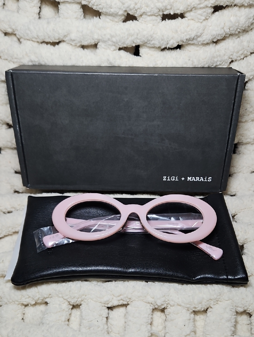 Zigi + Marais The Pink Edit Milky Pink Eye Glasses New